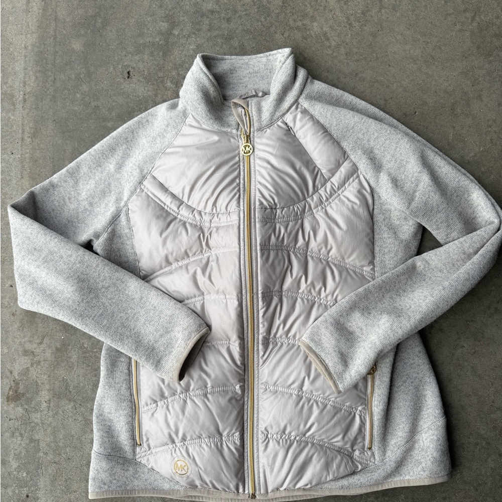 Michael Kors Gray and Cream Puffer Jacket
